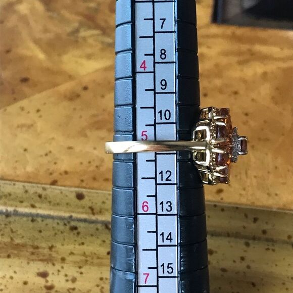 Natural Orange Garnet Sterling Silver 18k Yellow Gold Vermeil Ring Size 5.25 - Picture 3 of 9